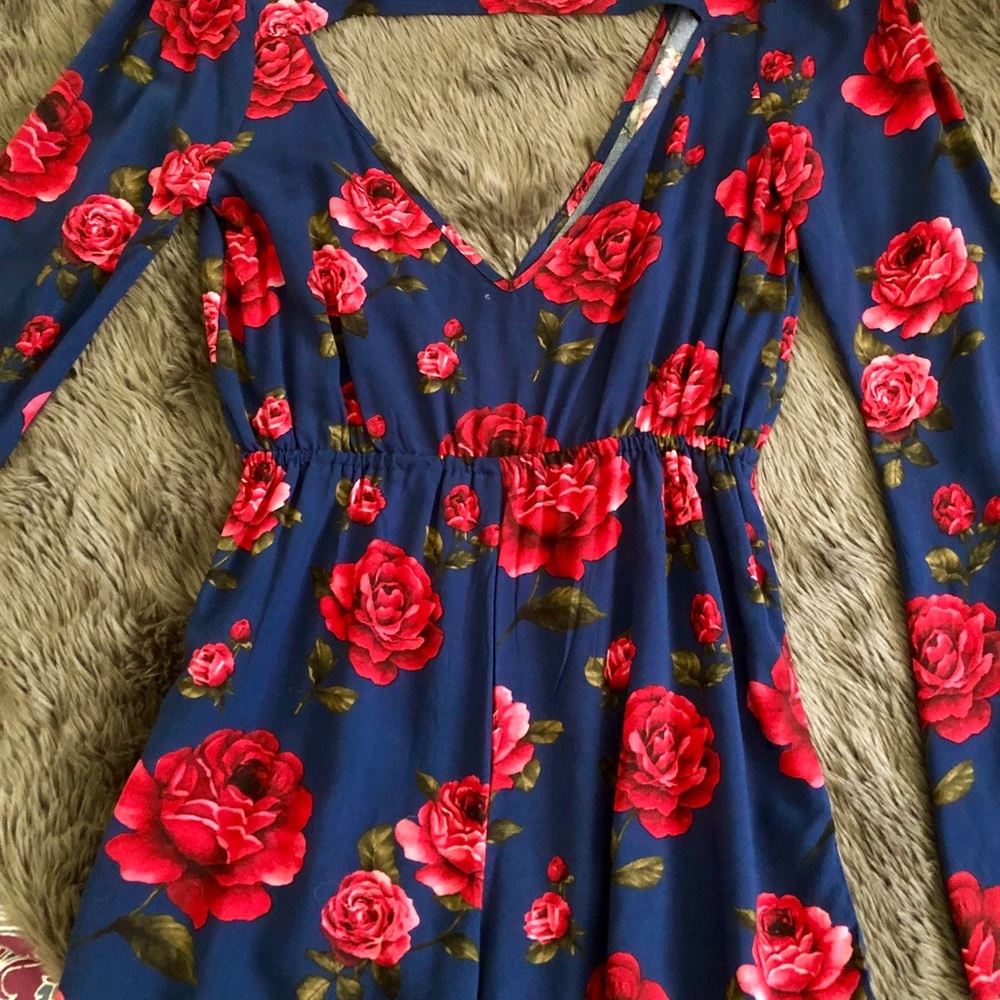 Navy blue & red romper